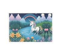 Placemats Set of 6 12x18in YYHHAOFA Running Unicorns Prints - Thick, Sturdy, for Dining, Kitchen, Hotel, Home, and Banquet Decorations