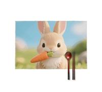 Placemats Set of 6 - Cute Rabbit 1 Heat Resistant Non-Slip Place Mats, Wipeable Kitchen & Dining Mats, Washable Table Mat for Home Party Christmas Decor