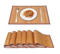 Placemats Set of 6 for Dining Table, Bamboo Place Mats for Kitchen Table Decor, Table Mats Heat Resistant & Non-Slip for Indoor/Outdoor Party, Table Placemats Set of 6 for Dinner Table Yellow