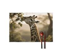 Placemats Set of 6 - Giraffe Eating Leaves Heat Resistant Non-Slip Place Mats, Wipeable Kitchen & Dining Mats, Washable Table Mat for Home Party Christmas Decor