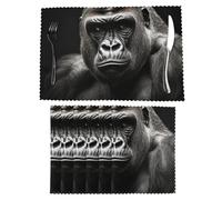 Placemats Set of 6 Heat Resistant Place Mats Non-Slip Washable Table Mats Male Gorilla Wipeable Placemat for Dining Table Wrinkle Free Place Mat for Indoor Outdoor
