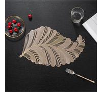 Placemats Set Of 6 Leaves Hollow Pressed Vinyl Table Mats Elegant Tablemats Metallic Placemats PVC Table Runner For Dining Table Holiday Wedding Decor 46.5x27.5cm(Gold)