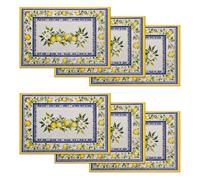 Placemats Set of 6,Lemon Washable Table Mats for Dining or Coffee Table, Heat Resistant Non-Slip Place Mats for Home Party 12"x18"