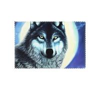 Placemats Set of 6,Non-Slip Durable wolf under moon Print Table Mats Washable for Kitchen Dining Table Decor 12x18 in
