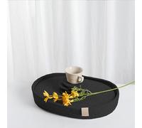 Placemats Set of 6 Oval - Woven Boho Farmhouse Table Mats for Dining Table for 6, Kitchen Decor, Washable and Handmade Rustic Accessories (Black, Oval Plus)