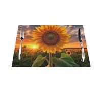 Placemats Set of 6 PCS Washable Wipeable Table Mats Heat Resistant Weave Place Mats Sunflower and sunset Placemats Wrinkle Free Place Mats for Dining Table Kitchen Party Holiday Decoration 30 x 45 cm