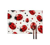 Placemats Set of 6 - Red Ladybug Heat Resistant Non-Slip Place Mats, Wipeable Kitchen & Dining Mats, Washable Table Mat for Home Party Christmas Decor