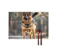 Placemats Set of 6 - Running German Shepherd Dog Heat Resistant Non-Slip Place Mats, Wipeable Kitchen & Dining Mats, Washable Table Mat for Home Party Christmas Decor