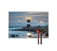 Placemats Set of 6 - Sea Lighthouse Heat Resistant Non-Slip Place Mats, Wipeable Kitchen & Dining Mats, Washable Table Mat for Home Party Christmas Decor