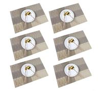 Placemats, Set of 6 Table Mats Heat Resistant Stain Resistant Non-Slip Woven Vinyl Insulation Placemats, Washable Elegant Table Mats for Kitchen Dinning(Champagne)