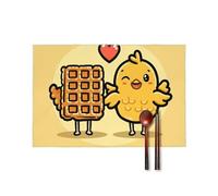 Placemats Set of 6 - Waffles and Chicken Heat Resistant Non-Slip Place Mats, Wipeable Kitchen & Dining Mats, Washable Table Mat for Home Party Christmas Decor