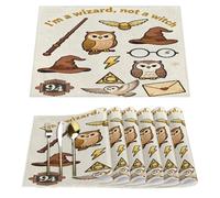 Placemats Set of 6, Washable Linen Place Mats 12x18 Inch Cloth Tables Mats for Party Kitchen Dining Table Decor(Magic Wand Owl)