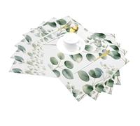 Placemats Set of x4, Watercolor Eucalyptus Wipeable Woven Placemats, Non-slip Heat Resistant Table Mats for Dinning Kitchen Decor