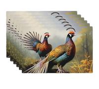 Placemats Set Pheasants Animals Table Place Mats Heat Resistant Weave Linen Table Mats Stain Resistant Foldable Placemat Washable Wipeable Kitchen Place Mat for Dining Table One Size