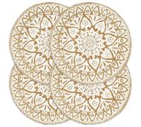 Placemats 4 pcs White 38 cm Round Jute