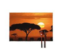 Placemats, Sunset African Savanna Place Mats Set of 4, Dining Table Non-Slip Washable Canvas Table Mats for Kitchen Dining Table Decoration Indoor Outdoor