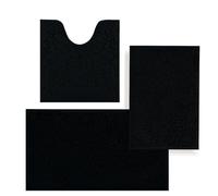 placeroom Bathroom Mat Set of 3, Bath and Toilet Mat Set,Ultra Soft Chenille Bath Mat Non Slip,Bath Mat Sets 3 Piece Washable,Super-Absorbent Bath(Black bath set)