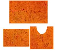 placeroom Bathroom Mat Set of 3, Bath and Toilet Mat Set,Ultra Soft Chenille Bath Mat Non Slip,Bath Mat Sets 3 Piece Washable,Super-Absorbent Bath(Orange Yellow bath set)