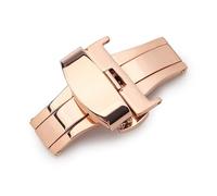 PLACKE T02 Automatic Double Click Butterfly Buckle Watch Push Button Fold Deployment Clasp Silver Watchband Watch clasp12-24mm(Rose Gold,24mm)