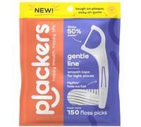 Plackers Gentle Line Floss Picks, Fresh Mint Flavor, Fold-Out FlipPick, QuickFix Grip, Easy Storage with Sure-Zip Seal, 150 Count