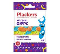 Plackers Kids Flossers, Blue, Yellow, Orange, Wild Fruit, 75 Count