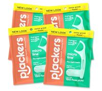 Plackers Micro Line Dental Floss Picks, Fold-Out FlipPick, Tuffloss, Easy Storage with Sure-Zip Seal, Fresh Mint Flavor, 150 Count,Packaging May Vary (Pack of 4)