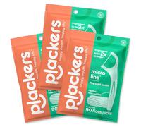 Plackers Micro Line Dental Floss Picks, Fold-Out FlipPick, Tuffloss, Easy Storage with Sure-Zip Seal, Fresh Mint Flavor, 90 Count (Pack of 3) (Packaging May Vary)