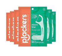 Plackers Micro Mint Dental Floss Picks, 90 Count, Pack of 6, Green