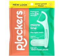 Plackers Micro Mint Dental Flossers, Fresh Mint Flavor, Fold-Out Toothpick, Super Tuffloss, Easy Storage with Sure-Zip Seal, 150 Count