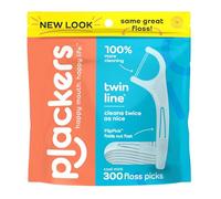 Plackers Twin-Line Dental Flossers, Cool Mint Flavor, Dual Action Flossing System, Easy Storage, Super Tuffloss, 2X The Clean, 300 Count (Pack of 1)