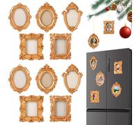 plaCredgai 10 Pcs Mini Vintage Magnetic Frames Small Vintage Picture Frames with Rope and Fridge Magnet for Christmas Decor, Refrigerator Display, and Vintage Style Picture Keeping (Gold)