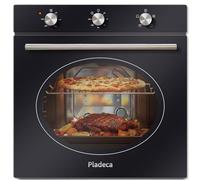 Pladeca 65L Electric Oven, Single Built in Oven 60cm Wide, Knob Control wtih 4 Cooking Functions 2200W, Timer, Plug and Play 220-240V, Ideal for Home Kitchens