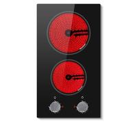 Pladeca Ceramic Hob 2 ring, 2 Ring Built-in Electric Hob 30cm, Knob Control, 9 Heating Levels, Hot Warning, 220-240V, 3000W