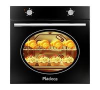 Pladeca Electric Oven 65L, Built in Oven 60cm Wide, Knob Control wtih 4 Functions 2200W, Easy-Clean Enamel, Interior Light, Plug and Play Oven 220-240V