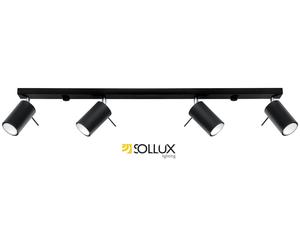 Plafond Round RING 4 LIGHTS INDUSTRIAL STYLE Lamp Black Steel GU10 LED SOLLUX