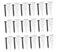 PLAFOPE 100 Sets Stainless Steel Wall Anchors and Screws Kit with White Plastic Expansion Tubes Heavy Duty Self Drilling Drywall Fixings for Home Improvement and Masonry Projects
