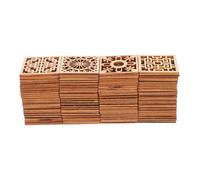 PLAFOPE 100pcs Unfinished Wood Squares Hollow Cutouts for DIY Crafts Home Furniture Decoration Natural Wooden Chips for Artistic Corner Onlay Projects