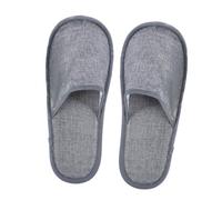 PLAFOPE 10Pairs Disposable Cotton Linen Slippers Non Slip Soft Sole Hotel Spa Guest Slippers for Home Indoor Use All Gray
