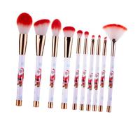 PLAFOPE 10pcs Christmas Makeup Brush Synthetic Foundation Blush and Eyeshadow Brushes Festive Design Joyful Holiday Makeup