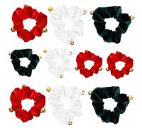 PLAFOPE 10pcs Christmas Scrunchie Hair Ties for Women Festive Hair Ring Elastic Scrunchies Ponytails Holders for Holiday Party Christmas Ties Assorted style