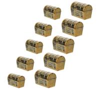 PLAFOPE 10Pcs Mini Vintage Pirate Treasure Chest Set, Small 3.7Cm Large 5.8Cm Decorative Jewelry Boxes, Miniature Scene Props for Halloween Pirate Party Favors and Home Decor
