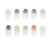 PLAFOPE 10Pcs Natural Gemstone Roller Balls with 16-Thread Caps for Essential Oil Bottles, Rose Quartz Rollers for Aromatherapy and Perfume Application