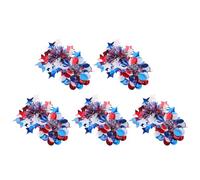PLAFOPE 10pcs Patriotic Pom Pom Hair Clips for July 4th and Independence Day, Lightweight Pet Material with Bright Colors, Star round Shapes, for Holidays and Parties