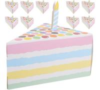 PLAFOPE 10Pcs Pink Triangular Cake-Shaped Candy Boxes with Colorful Polka Dots, Unique Celebration Favor Candy Holders for Birthday and Wedding Table Display