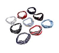 PLAFOPE 10pcs Printed Headband Cross Design Soft Fabric Headbands for Women Sports Riding
