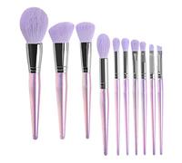 PLAFOPE 10Pcs Purple Amethyst Makeup Brush Soft Synthetic Bristles for Loose Powder Blush Foundation Concealer Handles for Women Cosmetic Beauty Tools