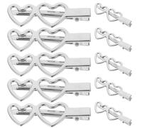 PLAFOPE 10pcs Silver Metal Double Heart Hair Clips for Small Hair Barrettes for Styling Side Bang for Women