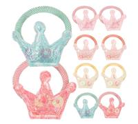 PLAFOPE 10pcs Soft Elastic Pet Hair Ties with Sparkling Crown Decor Cute Dog and Cat Crown Hair Bands for Comfortable Grooming and Holiday Party Accessories