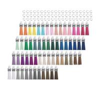 PLAFOPE 120Pcs PU Leather Tassel Keychain Charms with Silver Jump Rings for DIY Jewelry Making, Key Ring Tassels for Bracelets, Bags, Cellphone Straps Craft Accessories