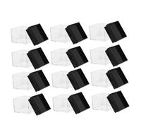 PLAFOPE 12Pcs Clear Mineral Display Cases Small Specimen Storage Boxes with Black Base for Rock Collection and Jewelry Organization Plastic Organizer